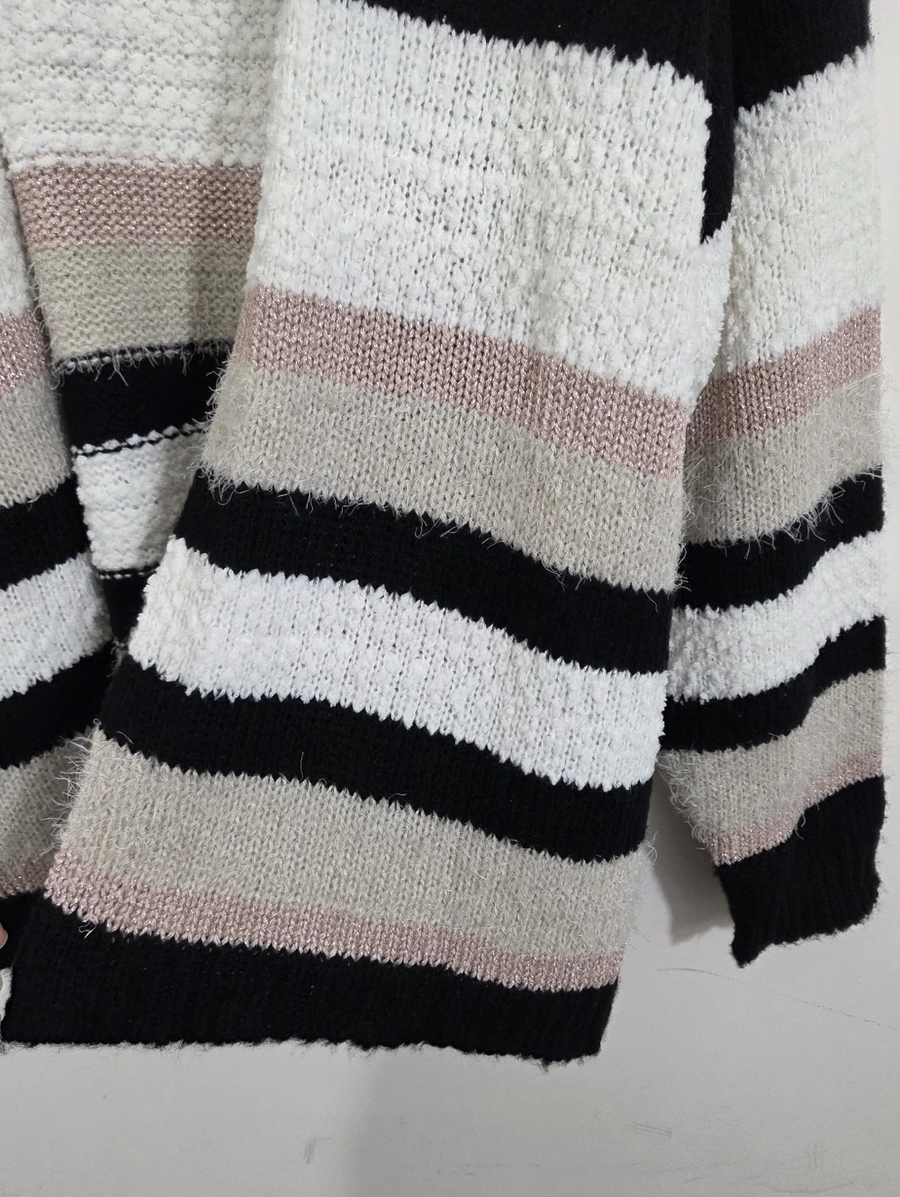 NWT Lane Bryant Multi-Yarn Striped Cardigan Knit Sweater Metallic Size 22/24